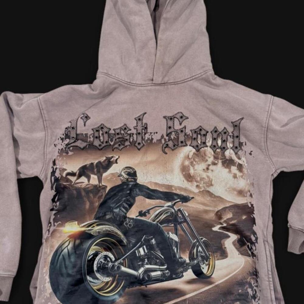 Focus Society Women’s Size 14 Cropped Ride or Die Motorcycle Rhinestone Hoodie